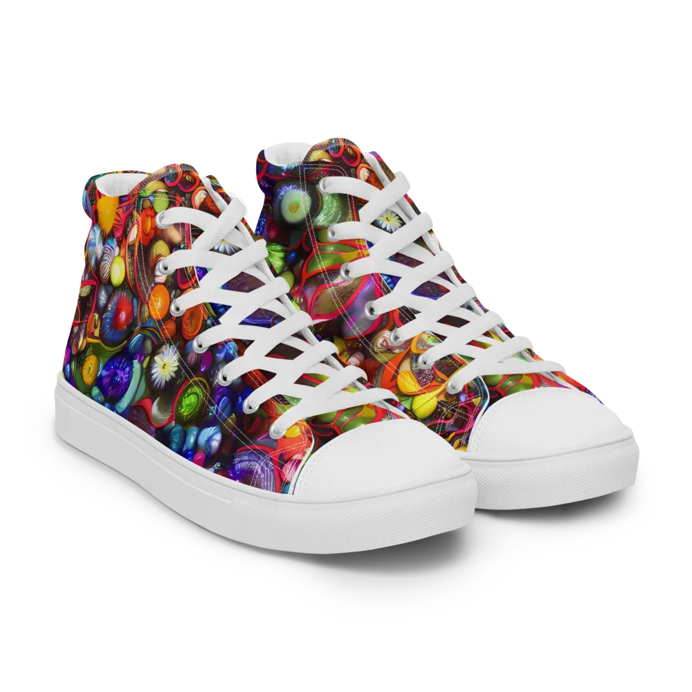 Euphoric Sphere on Women's High Top Canvas Shoes — Right Front