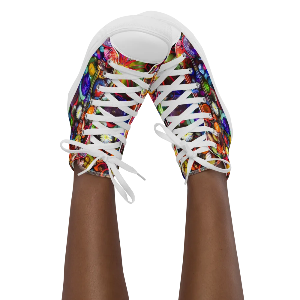 Euphoric Sphere on Women's High Top Canvas Shoes — Front