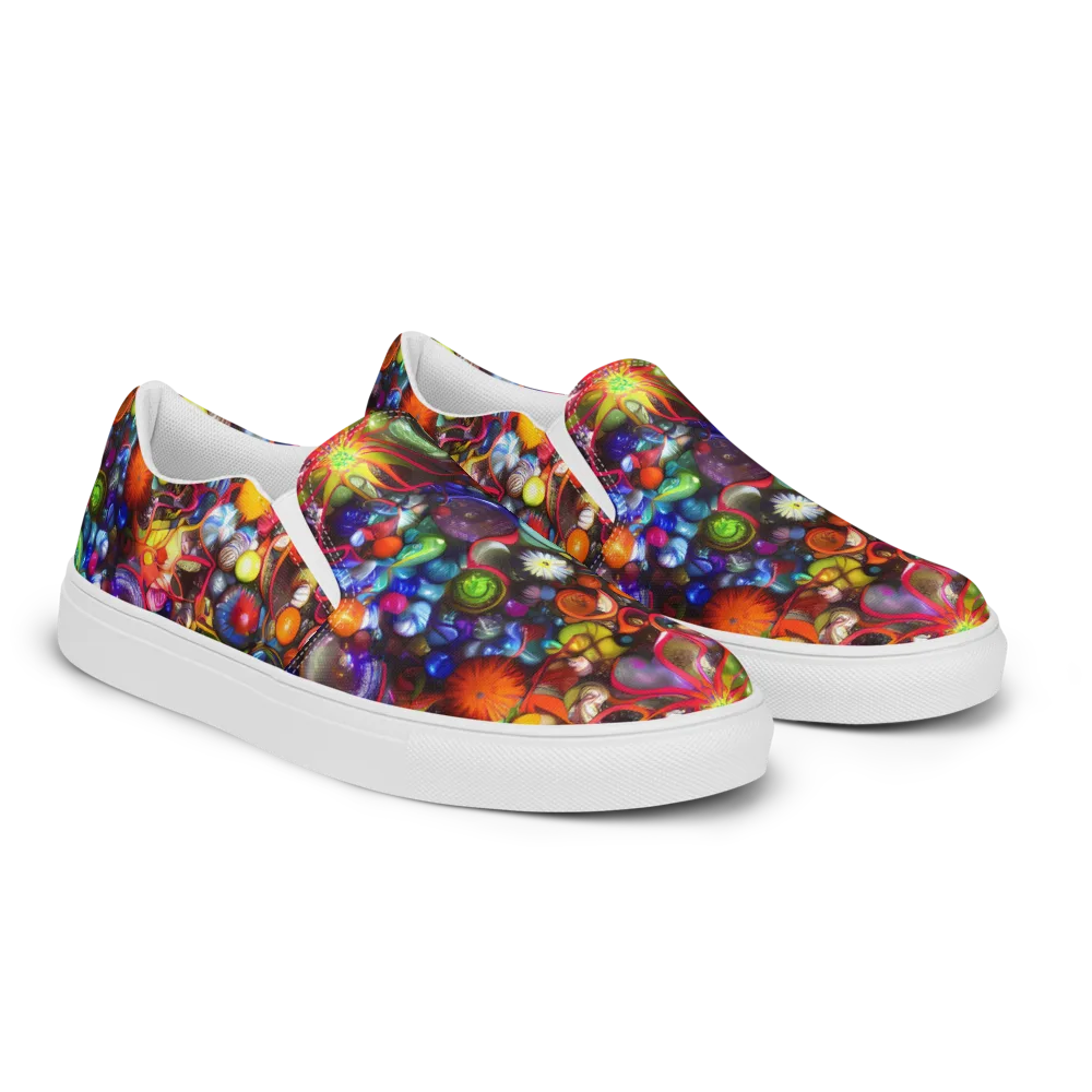 Euphoric Sphere on Men's Slip-On Canvas Shoes — Right Front