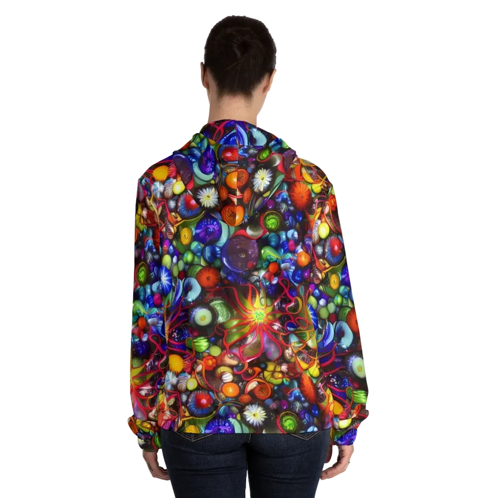 Euphoric Sphere on Women's Full-Zip Hoodie — Back On Person