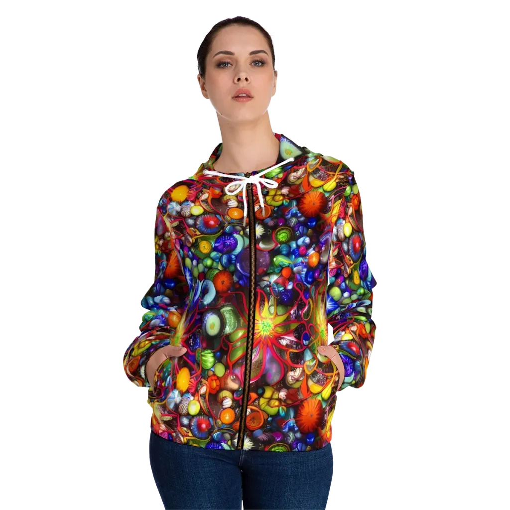 Euphoric Sphere on Women's Full-Zip Hoodie — Front On Person
