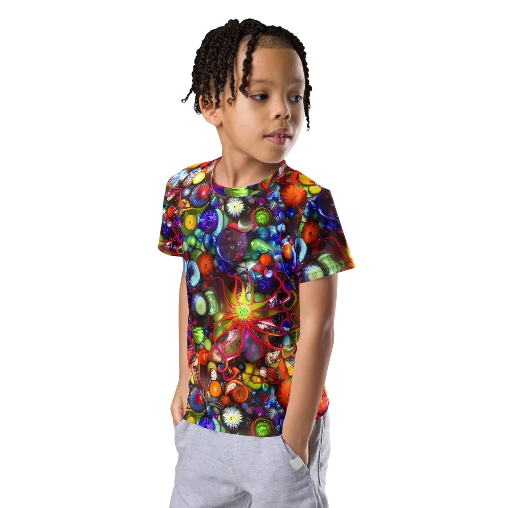 Euphoric Sphere on Kids Crew Neck T-Shirt — Left Front