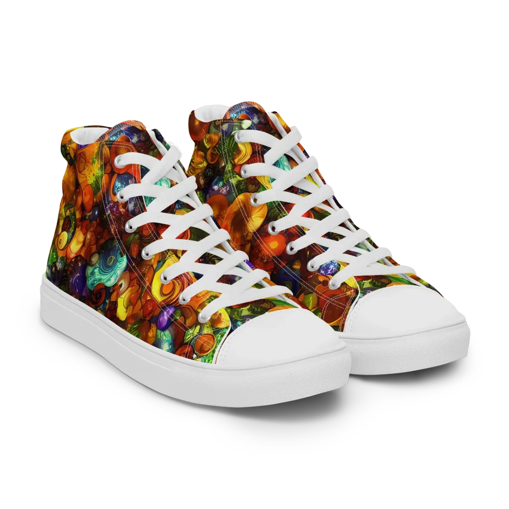 Spirals of Splendor on Men's High Top Canvas Shoes — Right Front