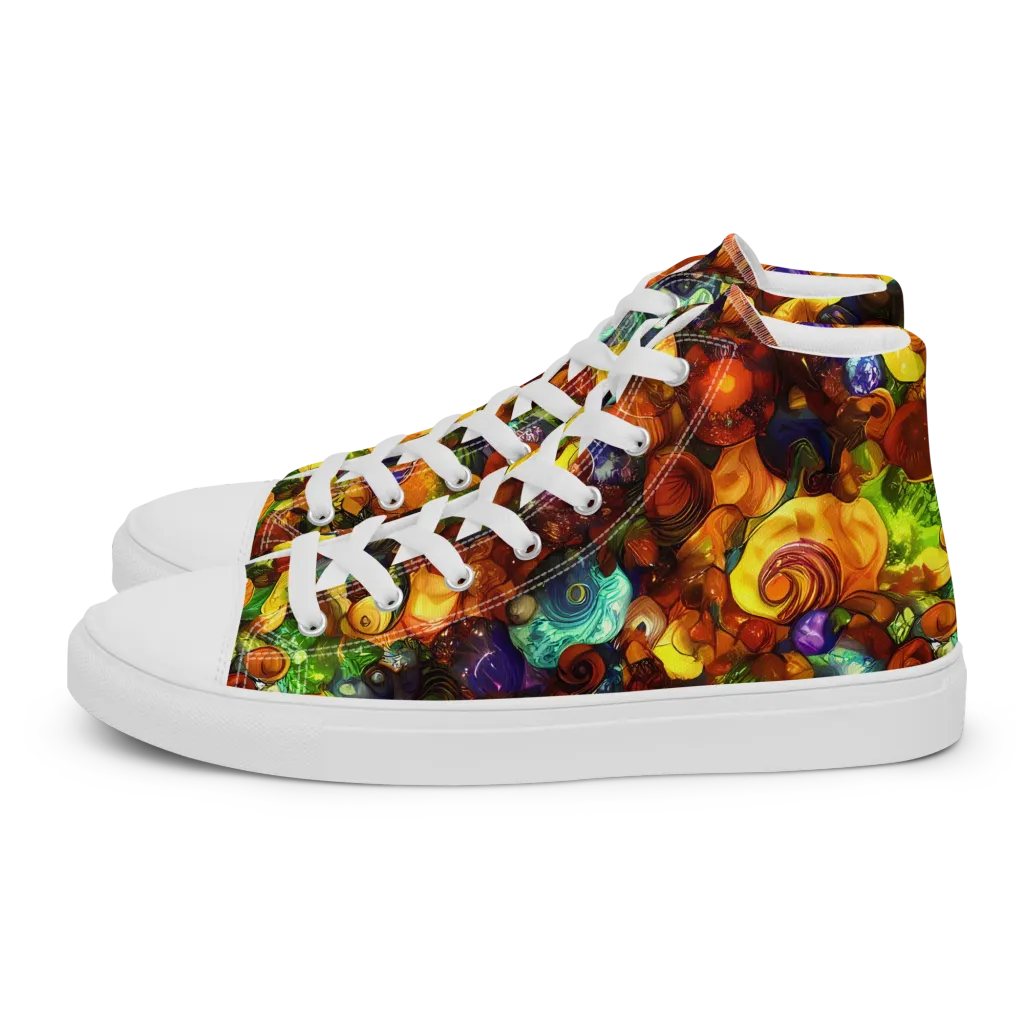 Spirals of Splendor on Men's High Top Canvas Shoes — Left