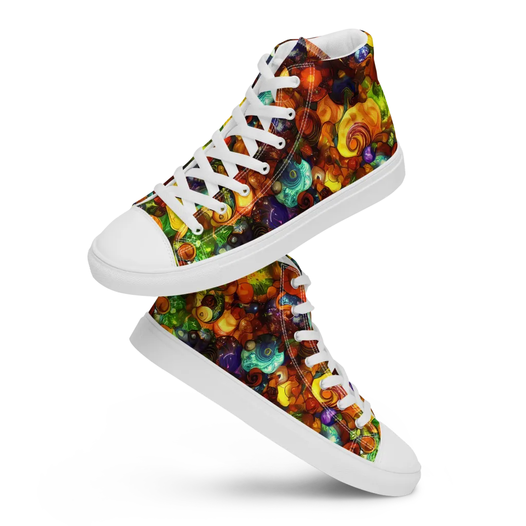 Spirals of Splendor on Men's High Top Canvas Shoes — Front