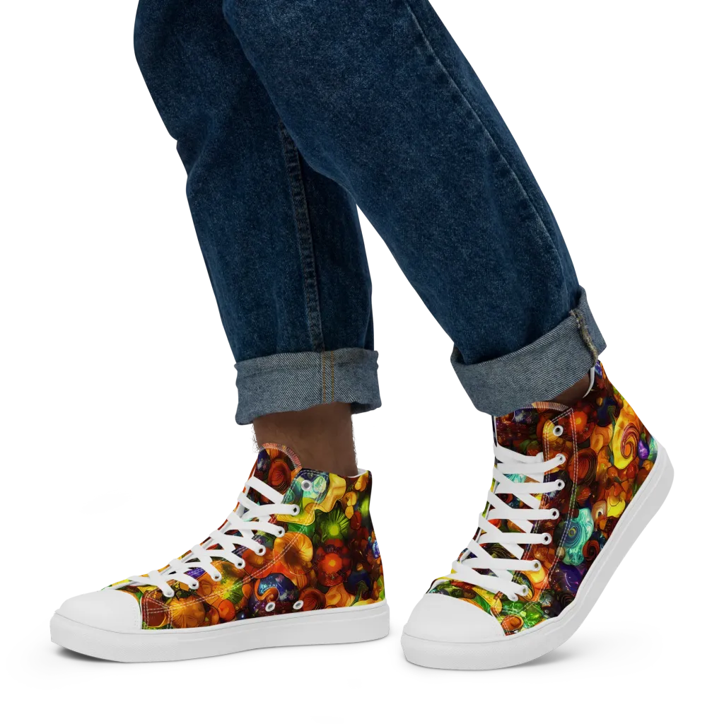 Spirals of Splendor on Men's High Top Canvas Shoes — Left