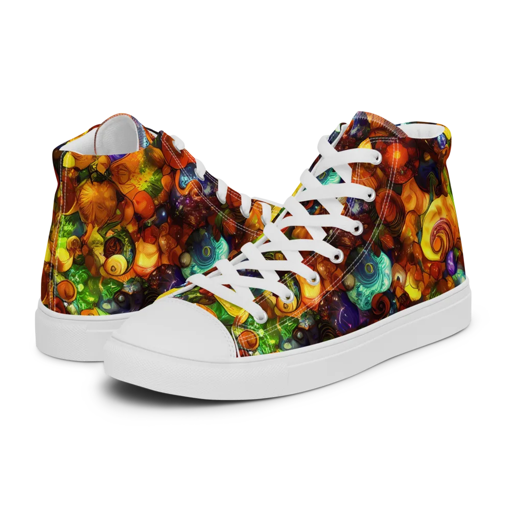 Spirals of Splendor on Women's High Top Canvas Shoes — Left