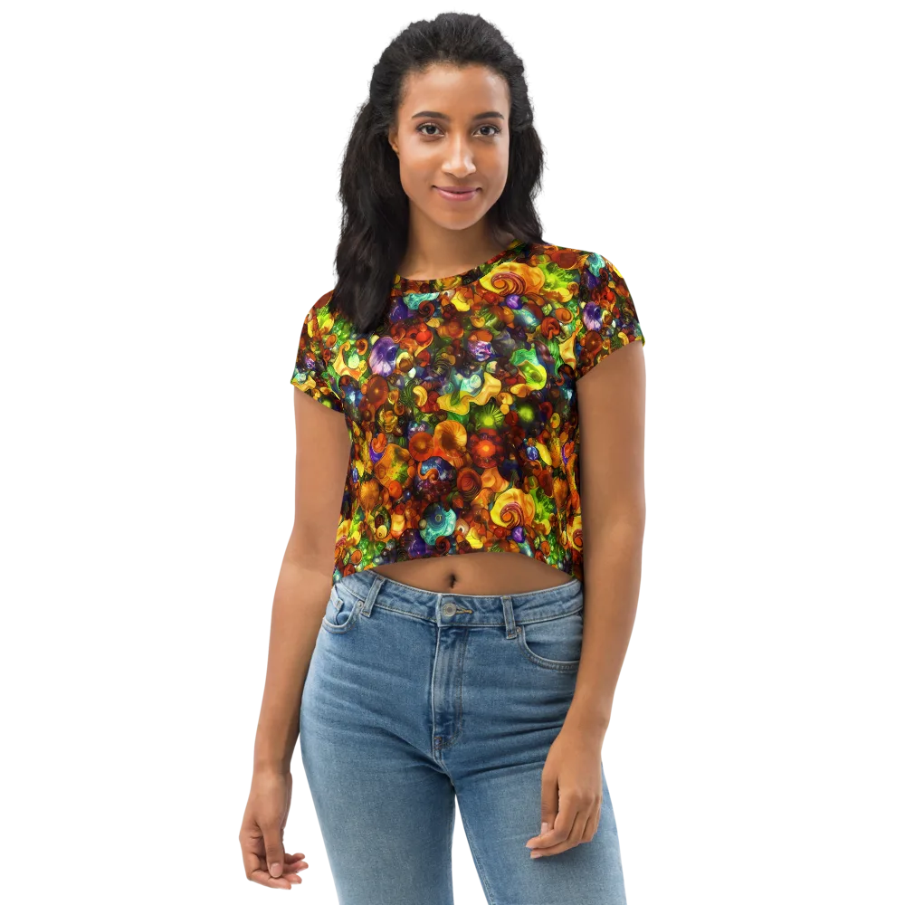 Spirals of Splendor on Crop Tee — Front