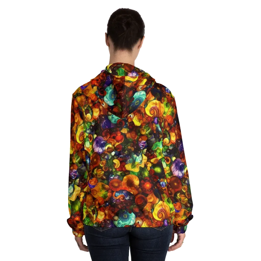 Spirals of Splendor on Women's Full-Zip Hoodie — Back On Person