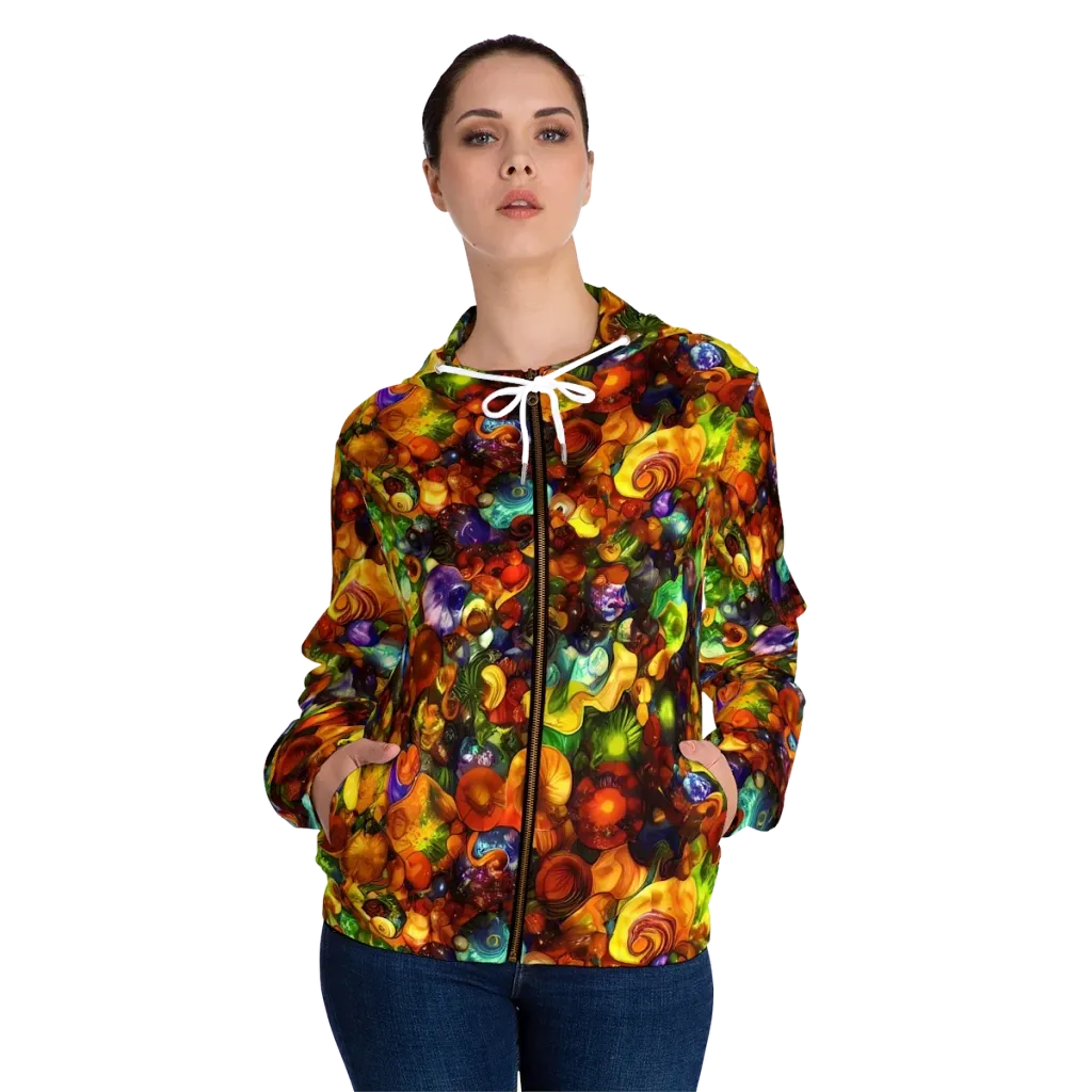 Spirals of Splendor on Women's Full-Zip Hoodie — Front On Person