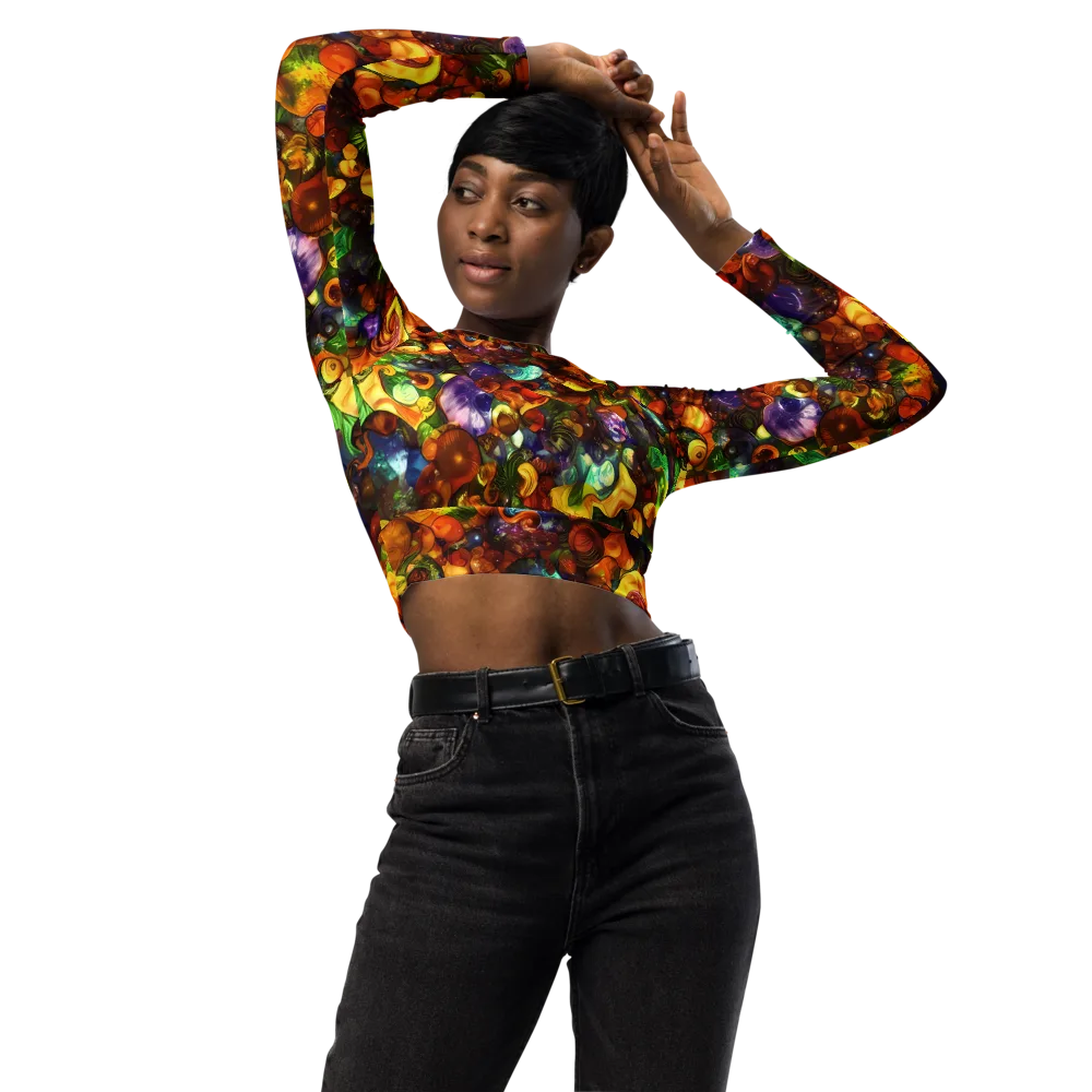 Spirals of Splendor on Long Sleeve Crop Top — Front