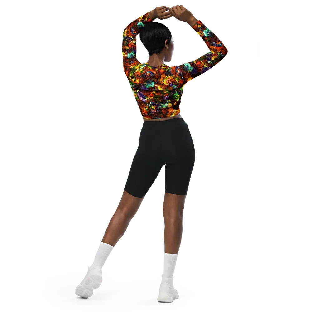Spirals of Splendor on Long Sleeve Crop Top — Back