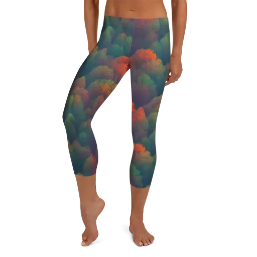 Flame-Kissed Foliage on a Capri Leggings