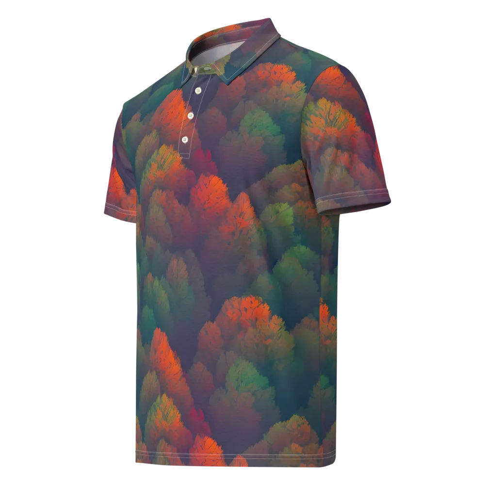 Flame-Kissed Foliage on Men's Slim Fit Polo Shirt — Left Front