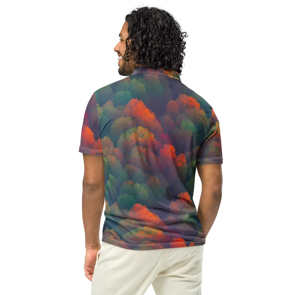 Flame-Kissed Foliage on Men's Slim Fit Polo Shirt — Back