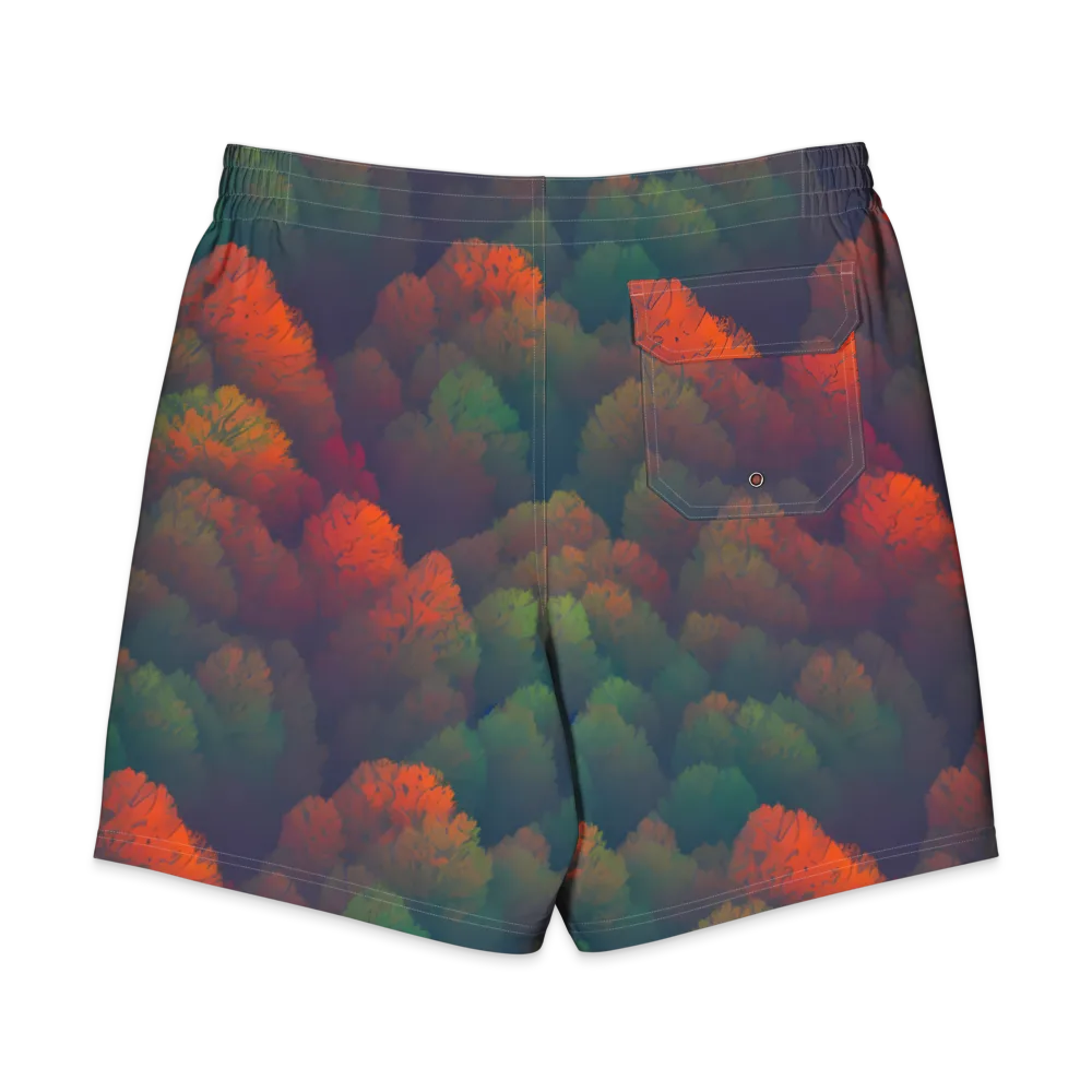 Flame-Kissed Foliage on Men's Board Shorts — Back