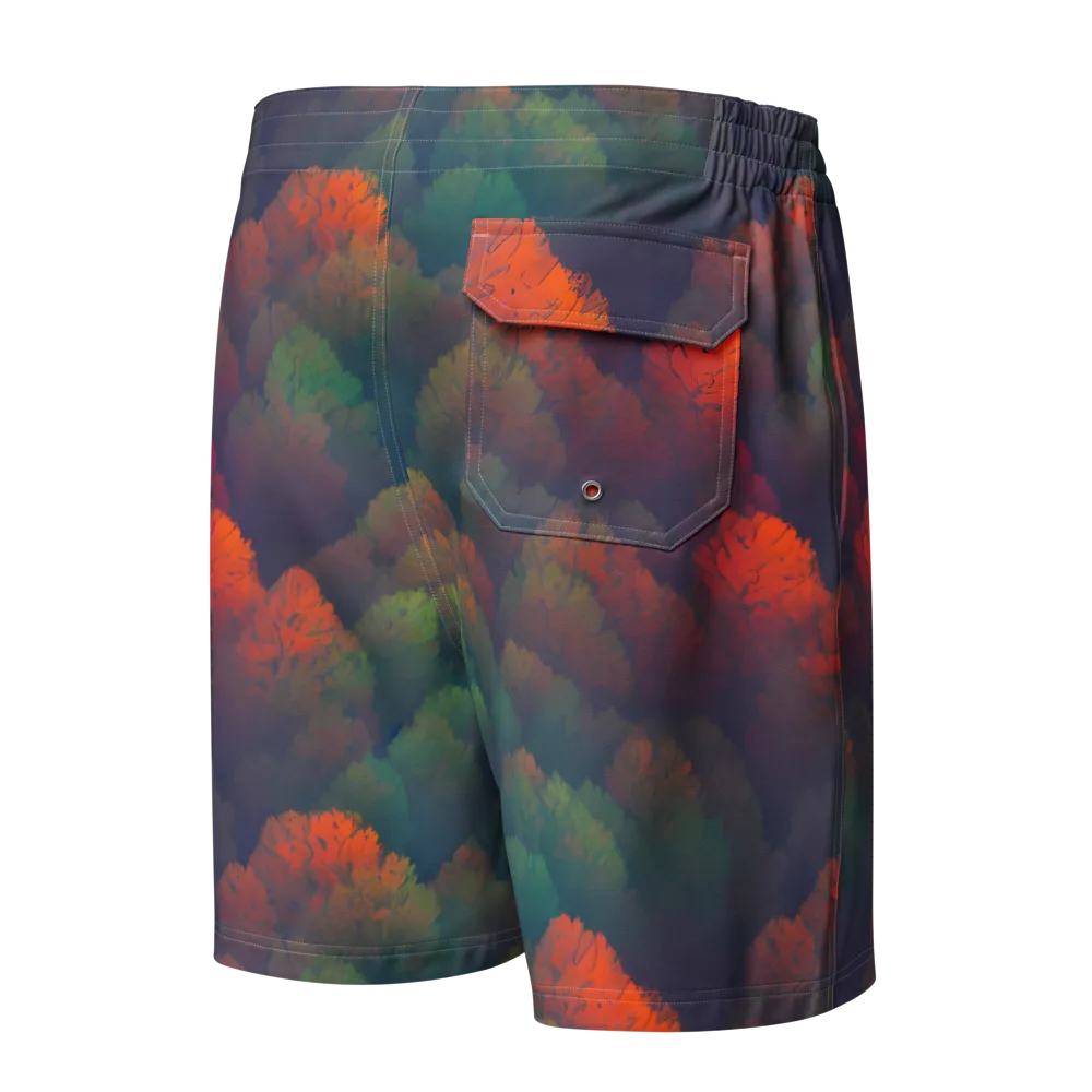 Flame-Kissed Foliage on Men's Board Shorts — Back