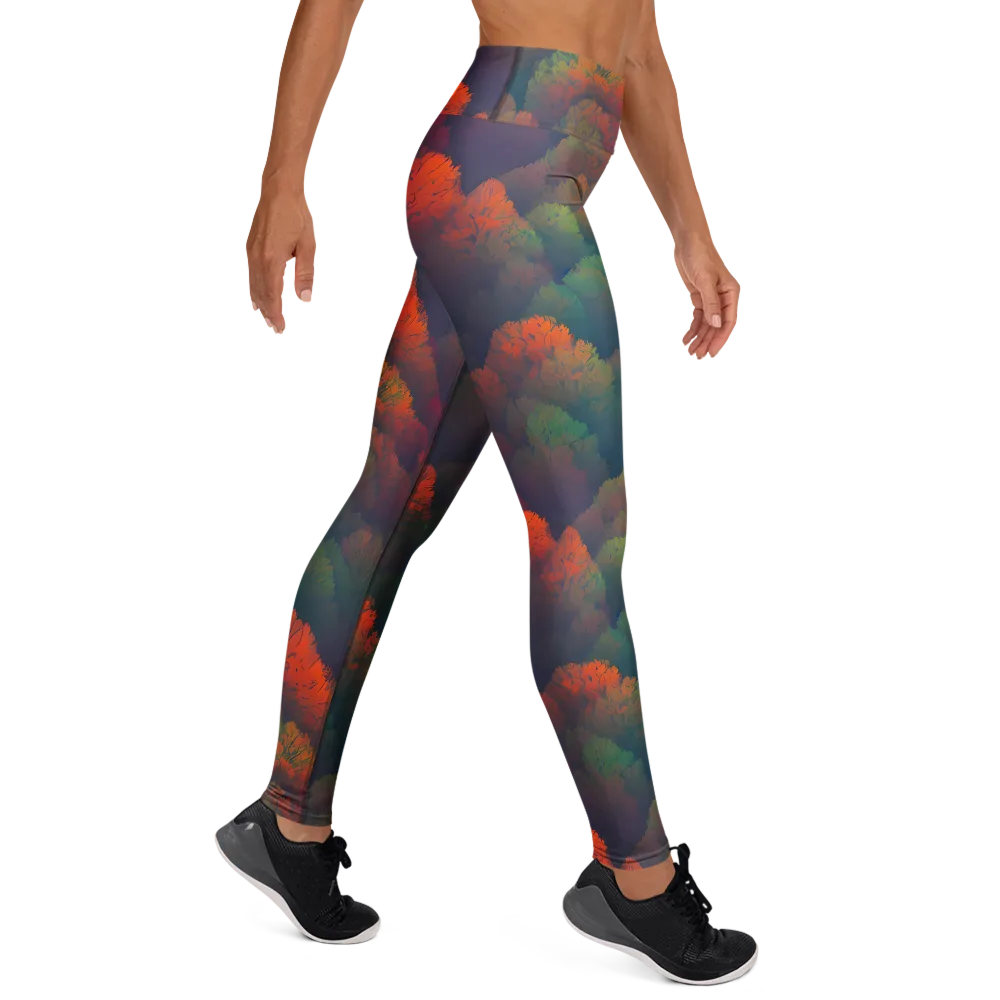 Flame-Kissed Foliage on Yoga Leggings — Right