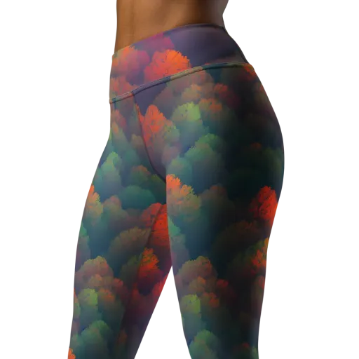 Flame-Kissed Foliage on a Yoga Leggings