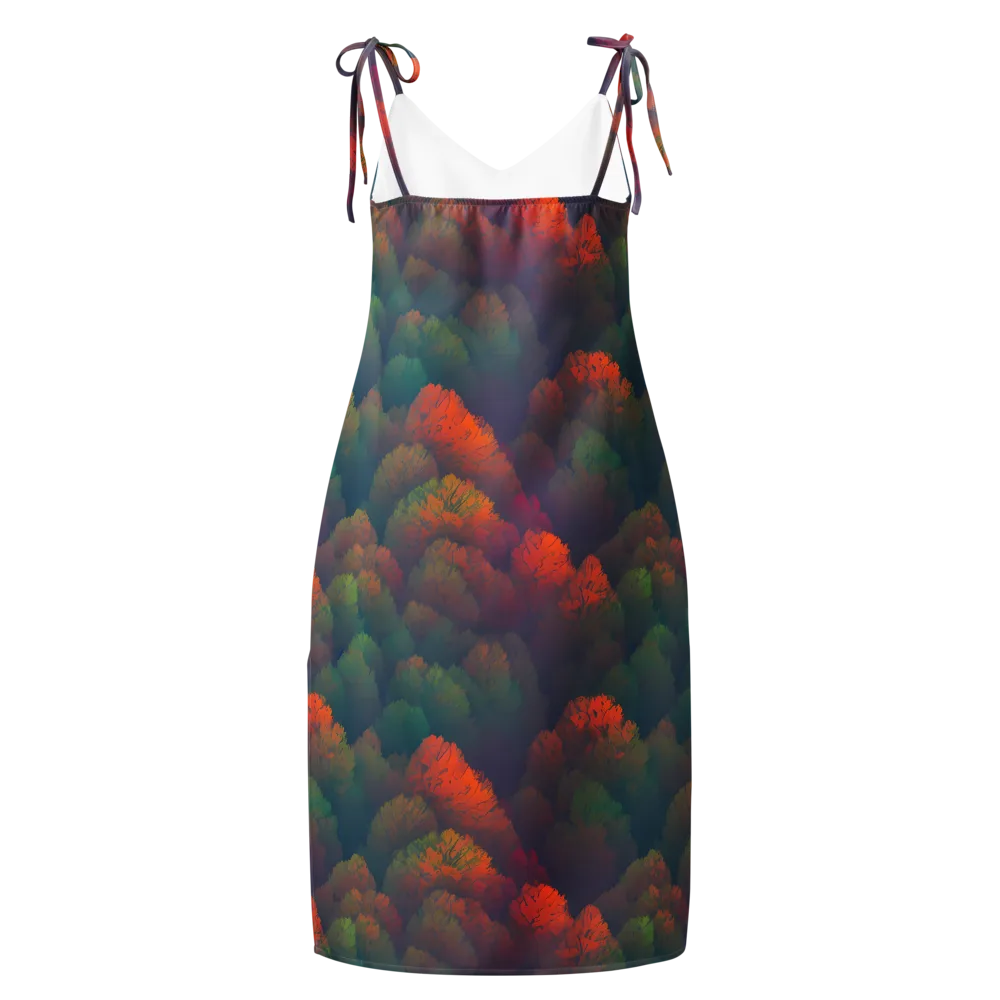 Flame-Kissed Foliage on Slip Dress — Back