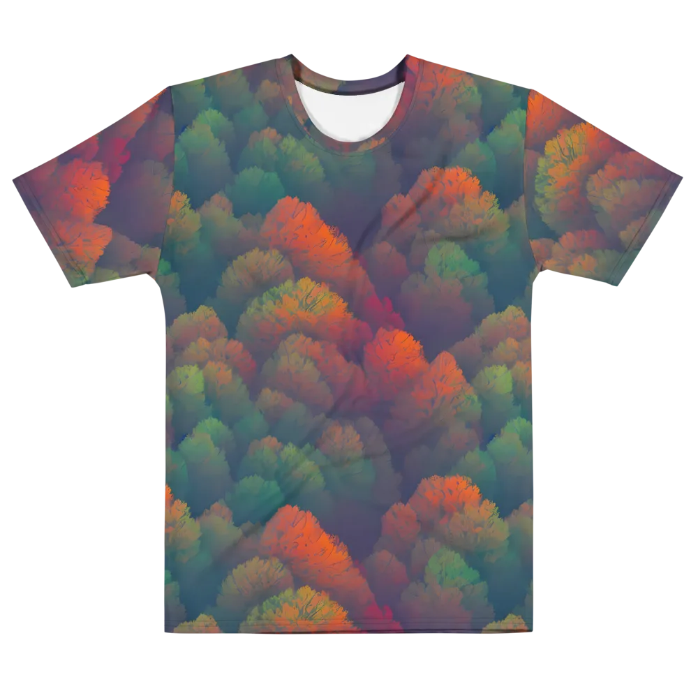 Flame-Kissed Foliage on Men's Cotton Crew Neck T-Shirt — Front