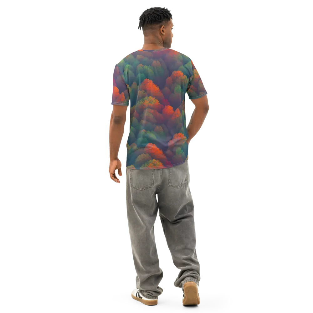 Flame-Kissed Foliage on Men's Cotton Crew Neck T-Shirt — Back