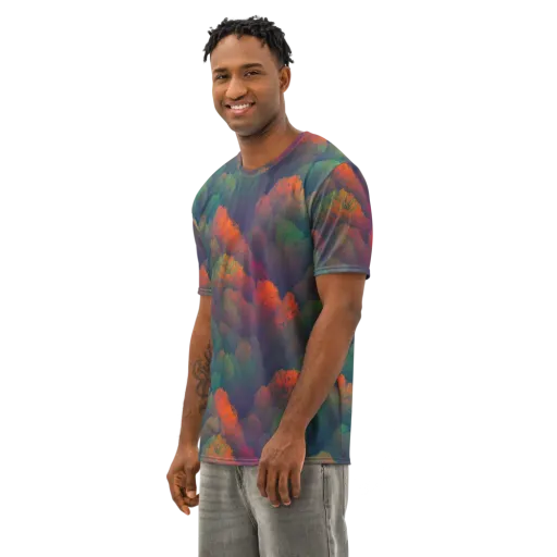 Flame-Kissed Foliage on a Men's Cotton Crew Neck T-Shirt