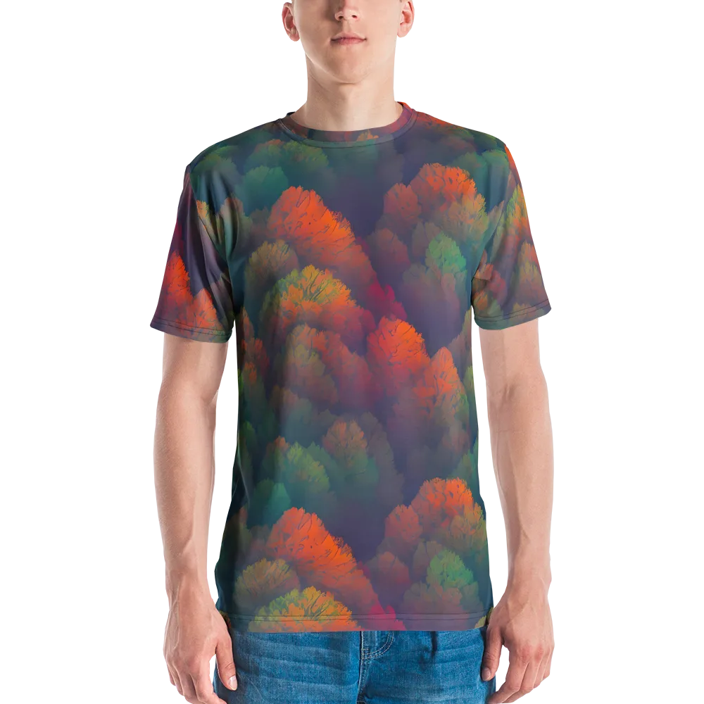 Flame-Kissed Foliage on Men's Crew Neck T-Shirt — Front