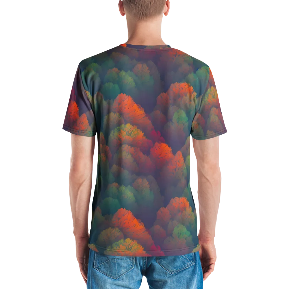 Flame-Kissed Foliage on Men's Crew Neck T-Shirt — Back