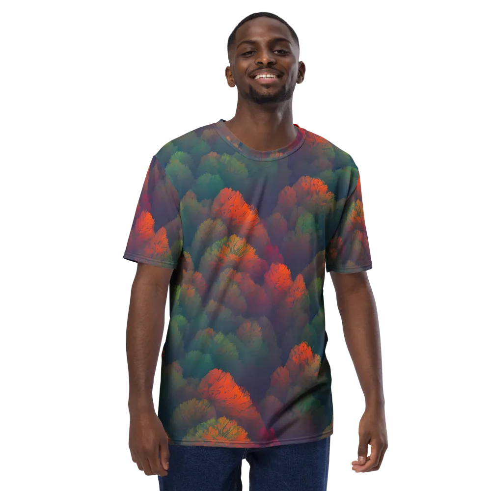 Flame-Kissed Foliage on Men's Crew Neck T-Shirt — Front