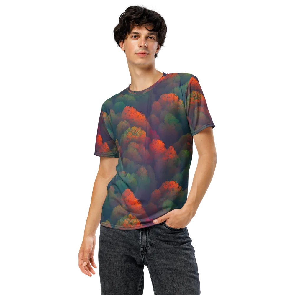 Flame-Kissed Foliage on Men's Crew Neck T-Shirt — Front