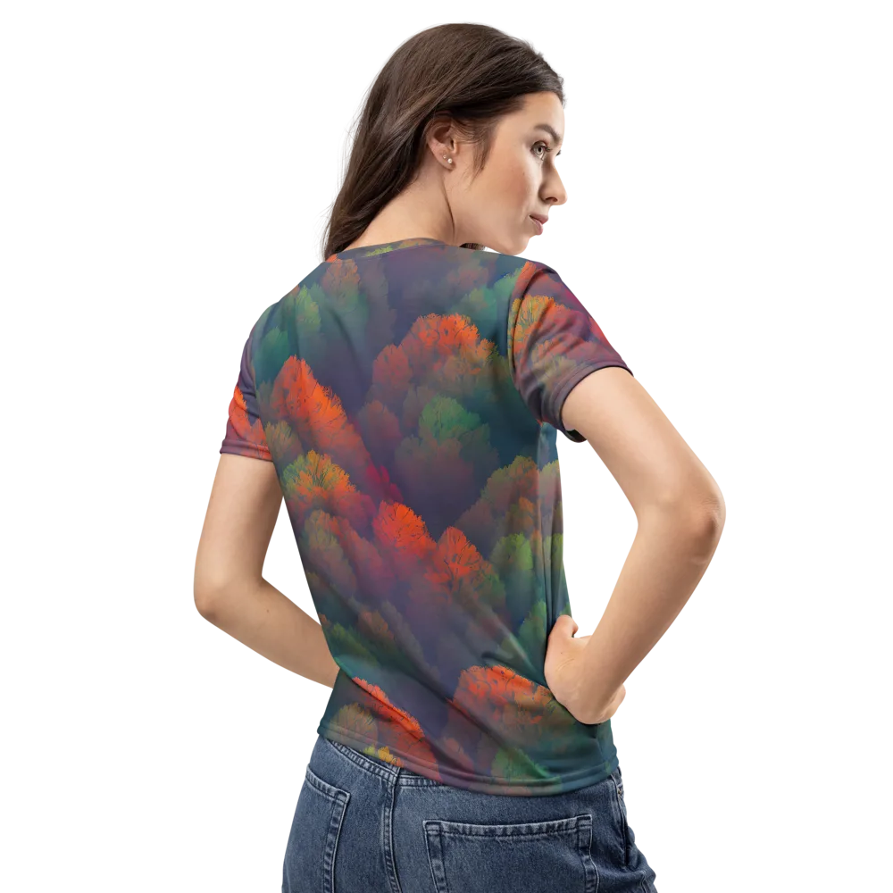 Flame-Kissed Foliage on Women's Crew Neck T-Shirt — Back