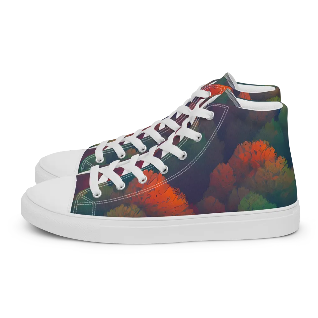 Flame-Kissed Foliage on Women's High Top Canvas Shoes — Left