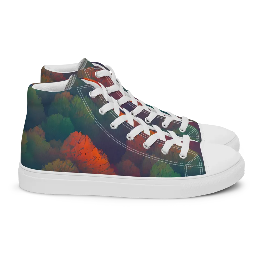 Flame-Kissed Foliage on Women's High Top Canvas Shoes — Right