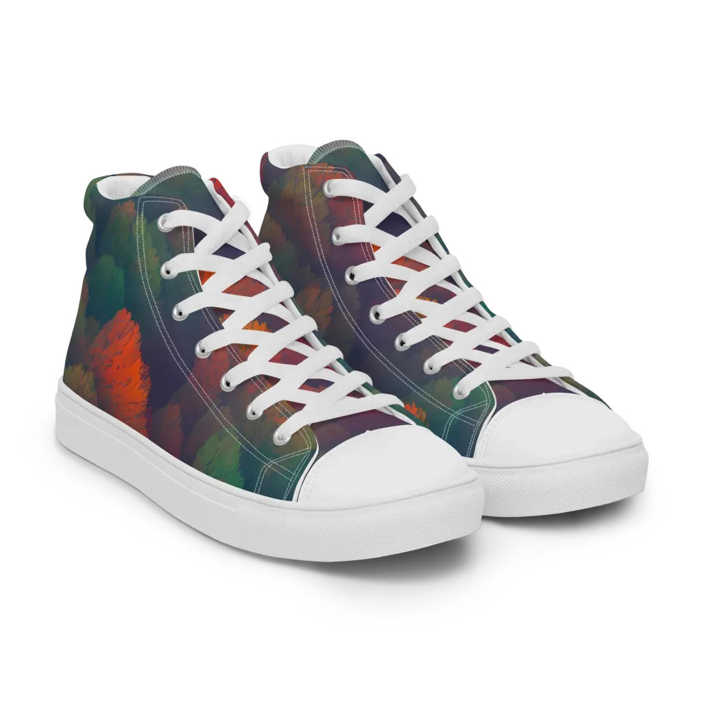 Flame-Kissed Foliage on Women's High Top Canvas Shoes — Right Front