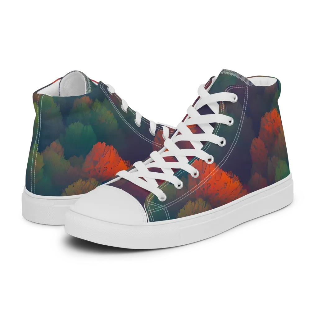 Flame-Kissed Foliage on Women's High Top Canvas Shoes — Left