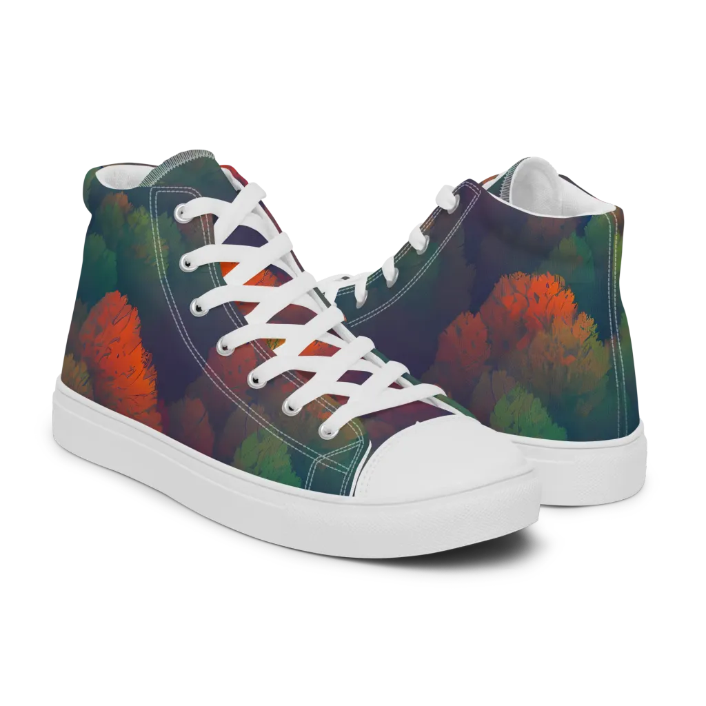 Flame-Kissed Foliage on Women's High Top Canvas Shoes — Right