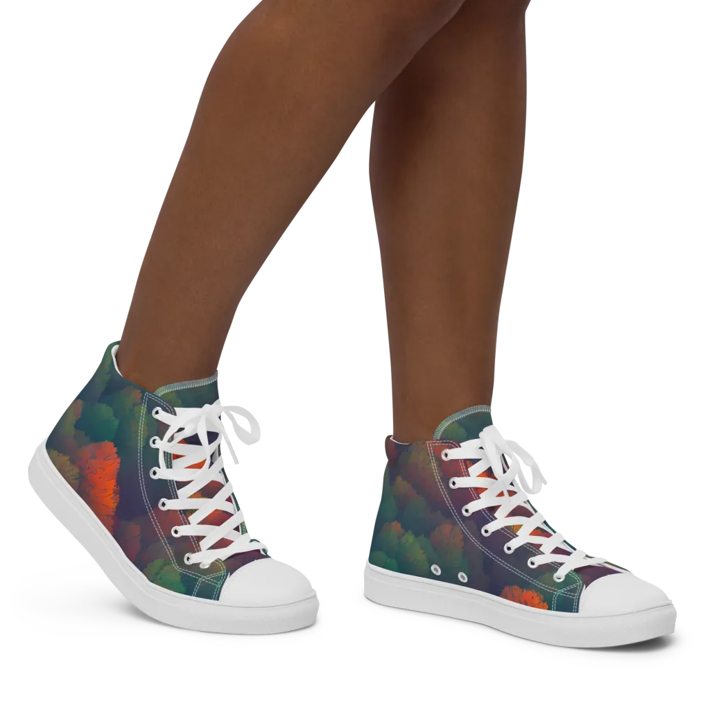 Flame-Kissed Foliage on Women's High Top Canvas Shoes — Right