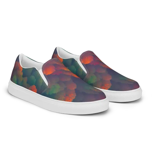 Flame-Kissed Foliage on a Men's Slip-On Canvas Shoes