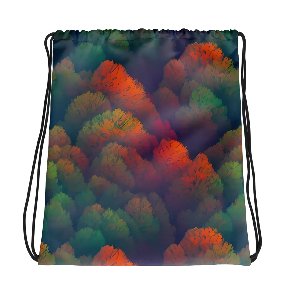 Flame-Kissed Foliage on Drawstring Bag — Photo