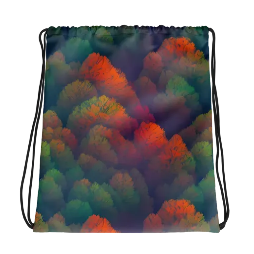 Flame-Kissed Foliage on a Drawstring Bag