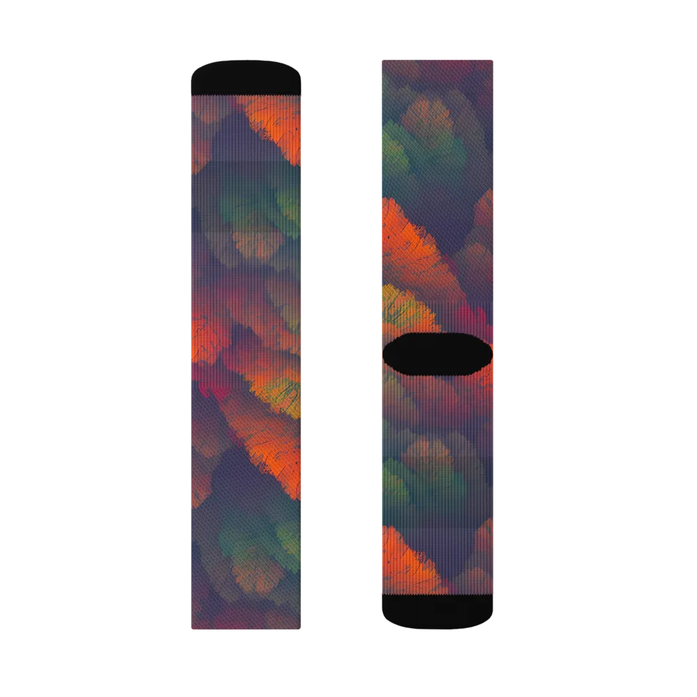 Flame-Kissed Foliage on Socks — Right Sock