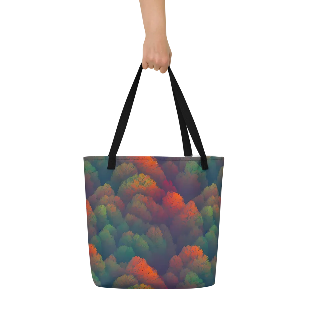 Flame-Kissed Foliage on Large Tote Bag W/ Pocket — Front