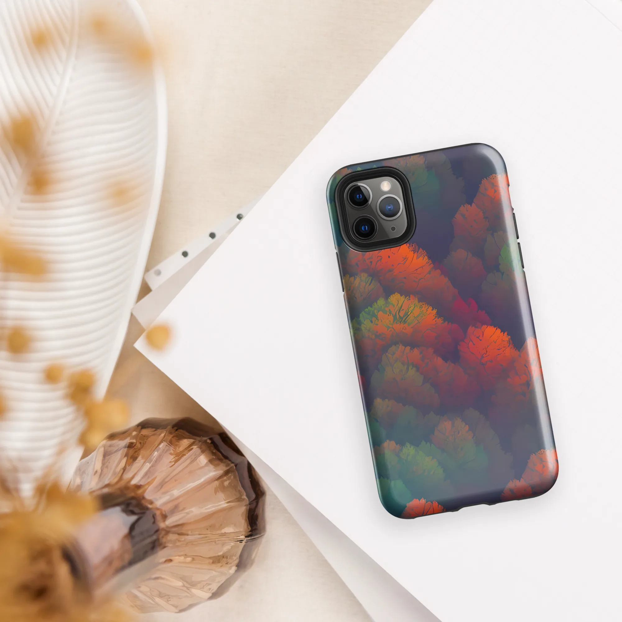 Flame-Kissed Foliage on Tough Case for iPhone® — Front