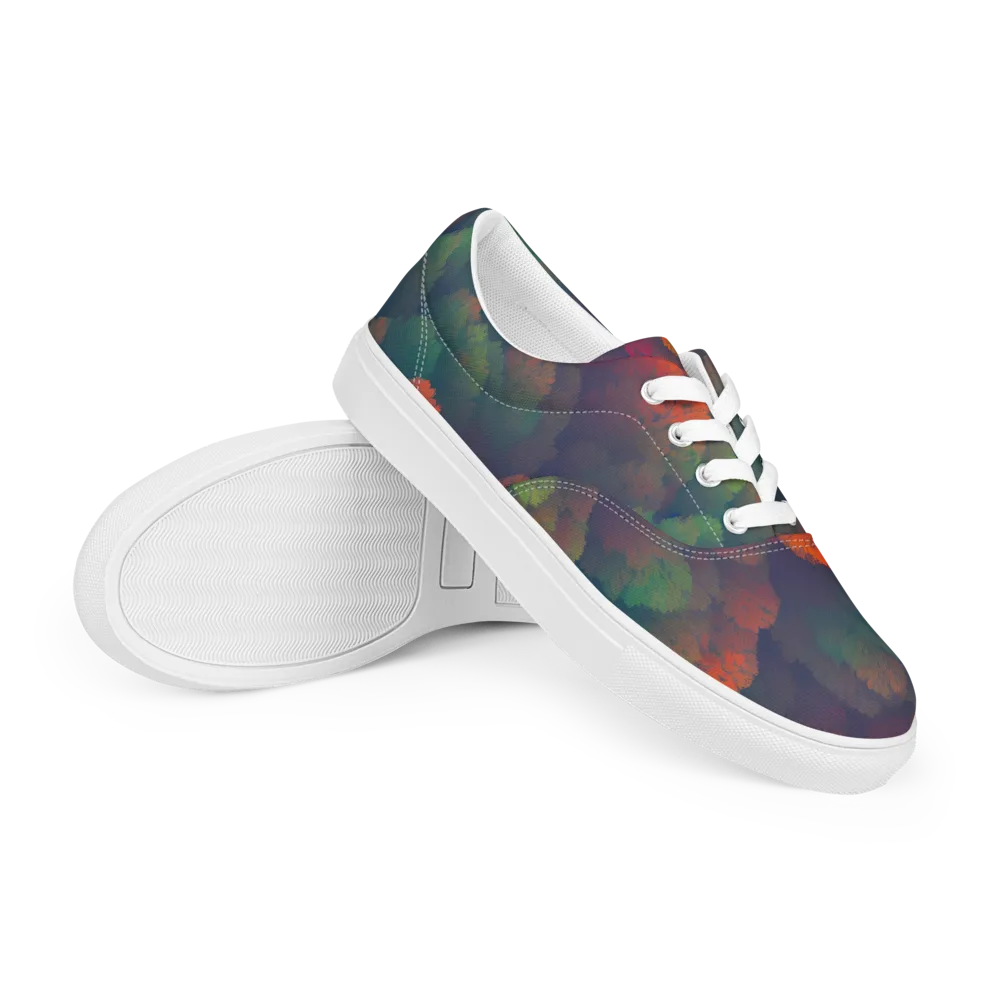Flame-Kissed Foliage on Men's Lace-Up Canvas Shoes — Right Front
