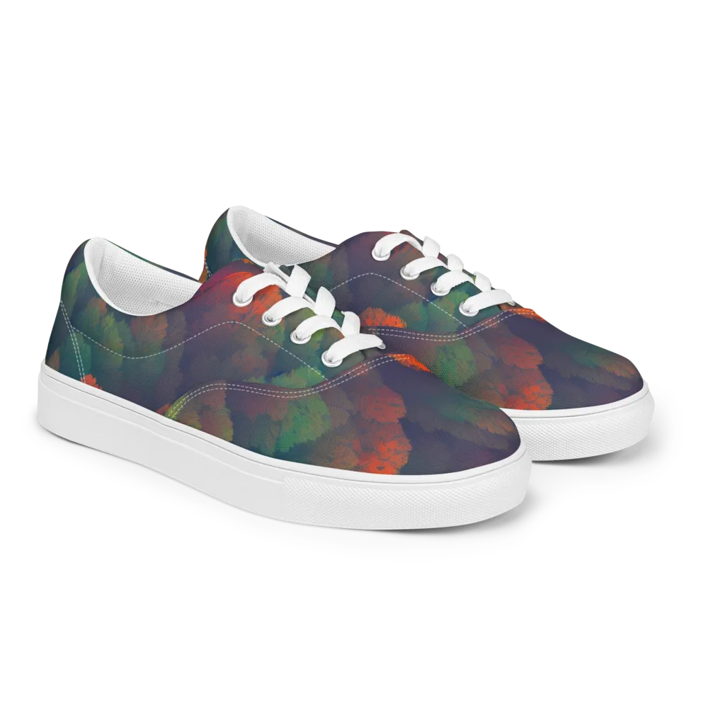Flame-Kissed Foliage on Men's Lace-Up Canvas Shoes — Right Front