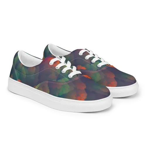 Flame-Kissed Foliage on a Men's Lace-Up Canvas Shoes