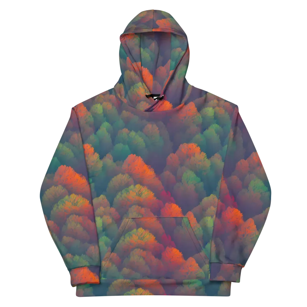 Flame-Kissed Foliage on Cotton Hoodie — Front