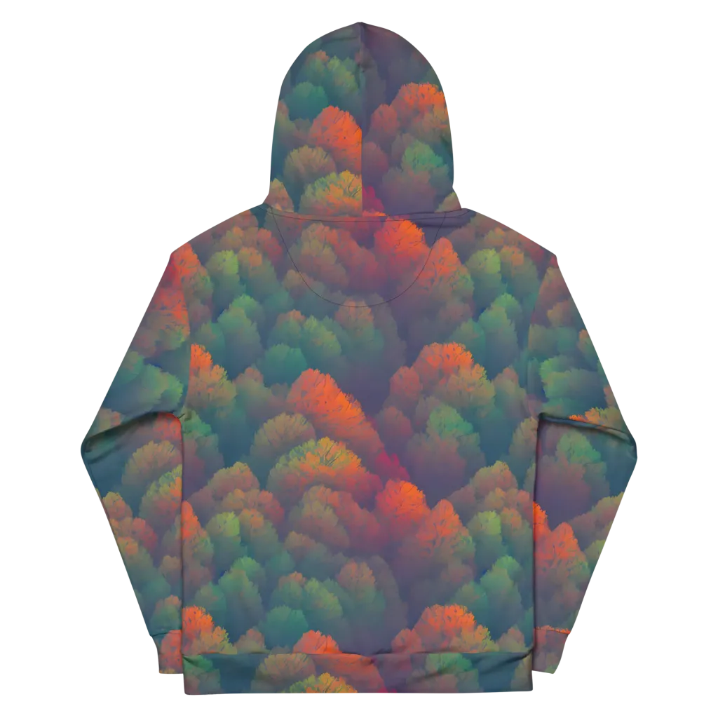 Flame-Kissed Foliage on Cotton Hoodie — Back