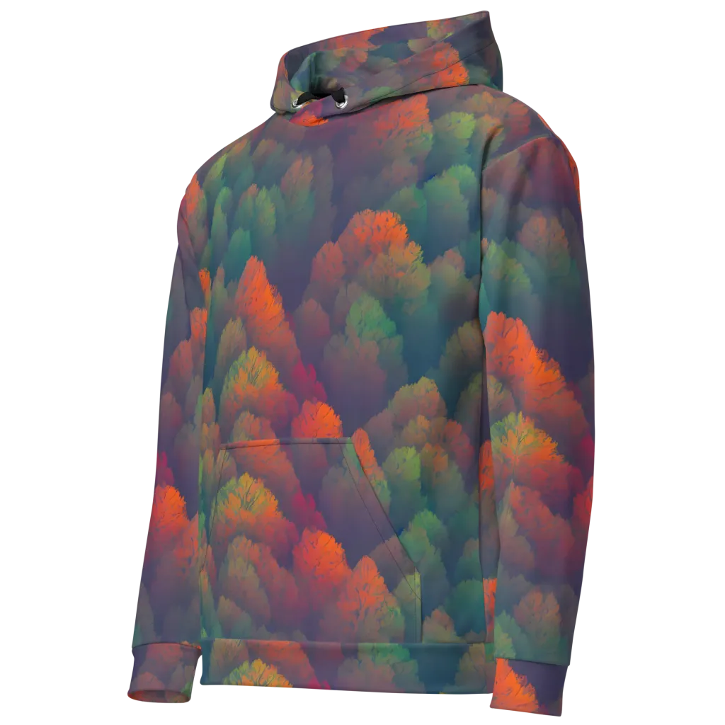 Flame-Kissed Foliage on Cotton Hoodie — Left Front